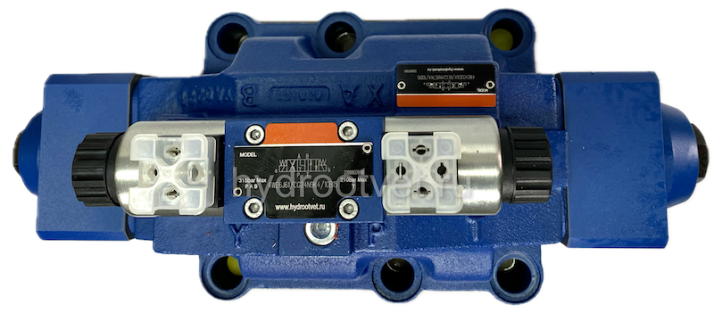 4WEH32G6X/6EG24N9ETK4/B10 - Гидрораспределитель с электроуправлением Ду32 схема G (64), напряжение G24, каналы управления ET - X и Y - внутренние