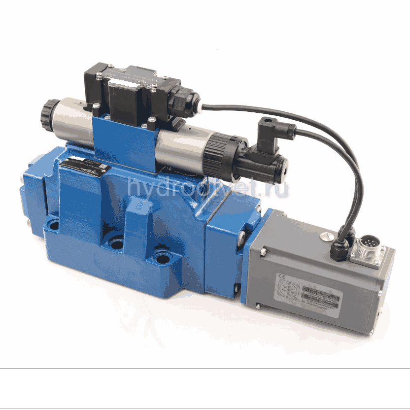 4WRTE25E350L-4X/6EG24ETK31/A1M - Пропорциональный быстродействующий распределитель с обратной связью по положению золотника и со встроенным усилителем (OBE), Ду25, A1 = ±10 В, номинальный расход 350 л/мин, схема E, каналы управления ET = X и Y - внутренни