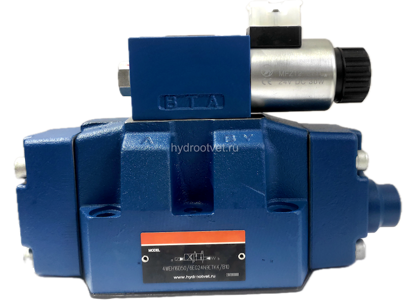 4WEH16D7X/6EW230N9ETK4/B10 - Гидрораспределитель с электроуправлением Ду16 схема D (574А), напряжение W230, каналы управления ET - X и Y - внутренние