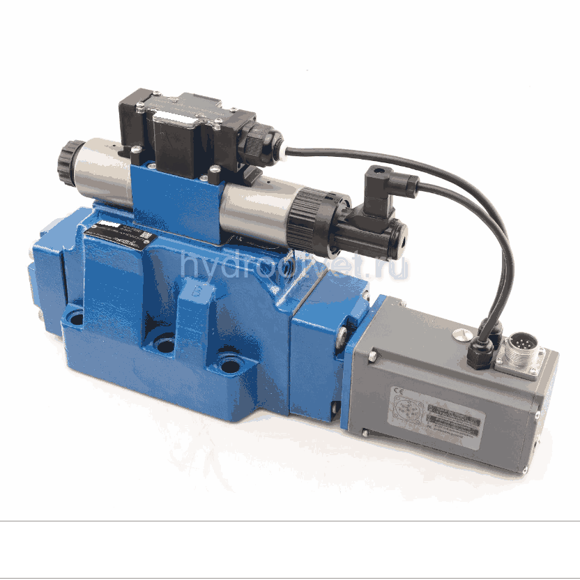 4WRTE25E350L-4X/6EG24ETK31/A1M - Пропорциональный быстродействующий распределитель с обратной связью по положению золотника и со встроенным усилителем (OBE), Ду25, A1 = ±10 В, номинальный расход 350 л/мин, схема E, каналы управления ET = X и Y - внутренни