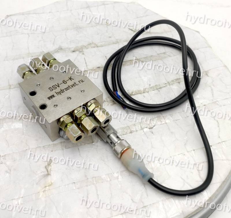 SSV-6-K + inductive switch - Питатель для прогрессивных систем смазки с рабочим давлением 300 бар, 6 выходов, с реле конца цикла