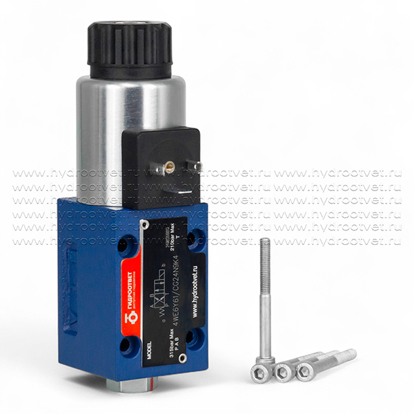 4WE6Y61/CG24N9K4 - Гидрораспределитель золотниковый Ду 6 с электроуправлением, схема Y (574Е), электроуправление G24, возврат - пружинный