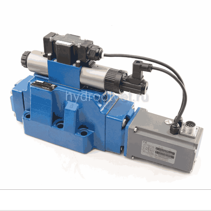 4WRTE25W6-350L-4X/6EG24ETK31/A1M - Пропорциональный быстродействующий распределитель с обратной связью по положению золотника и со встроенным усилителем (OBE), Ду25, A1 = ±10 В, номинальный расход 350 л/мин, схема W6-, каналы управления ET = X и Y - внутр