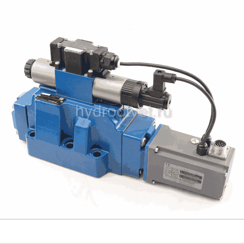 4WRTE25E350L-4X/6EG24ETK31/A1M - Пропорциональный быстродействующий распределитель с обратной связью по положению золотника и со встроенным усилителем (OBE), Ду25, A1 = ±10 В, номинальный расход 350 л/мин, схема E, каналы управления ET = X и Y - внутренни