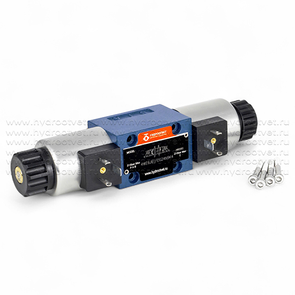 4WE6J61/CG24N9K4 - Гидрораспределитель золотниковый Ду 6 с электроуправлением, схема J (34), электроуправление G24, возврат - пружинный