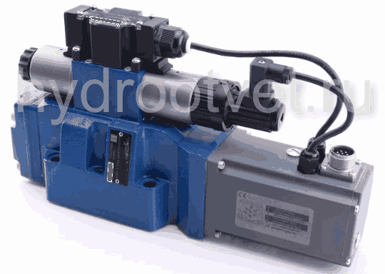 4WRTE16V1-125L-4X/6EG24ETK31/A1M - Пропорциональный быстродействующий распределитель с обратной связью по положению золотника и со встроенным усилителем (OBE), Ду16, A1 = ±10 В, номинальный расход 125 л/мин, схема V1-, каналы управления ET = X и Y - внутр