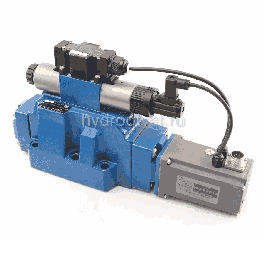 4WRTE25E350L-4X/6EG24ETK31/A1M - Пропорциональный быстродействующий распределитель с обратной связью по положению золотника и со встроенным усилителем (OBE), Ду25, A1 = ±10 В, номинальный расход 350 л/мин, схема E, каналы управления ET = X и Y - внутренни