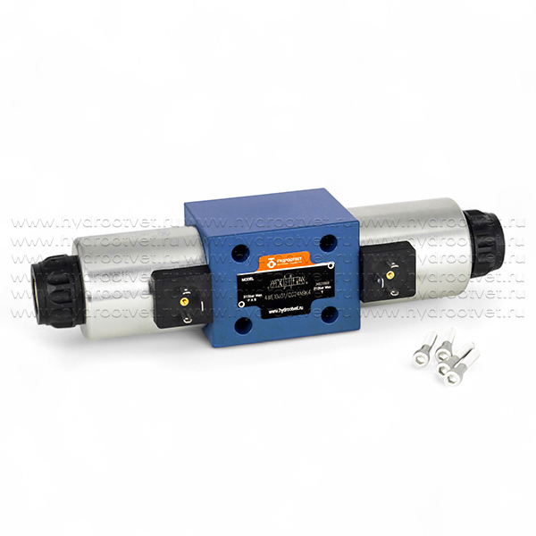 4WE10J31/CG24N9K4 - Гидрораспределитель золотниковый Ду 10 с электроуправлением G24, схема J (34), возврат - пружинный