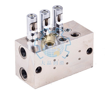 SGQ-15 - Питатель для двухлинейных систем смазки с рабочим давлением 100 бар, количество выходов 1, максимальная доза 20 мл/цикл, с регулятором и индикатором