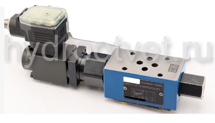 ZDREE6VP2-1X/100MG24K24F1M - Пропорциональный редукционный клапан Ду6 со встроенным усилителем, сигнал F1 = 4…20мА, давление регулировки до 100 бар, монтаж - модульный