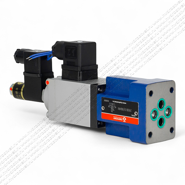 2FRE6B-2X/16QK4RV - Пропорциональный регулятор расхода Ду6 без доп. канала (стандарт), номинальный расход 16 л/мин, характеристика прогрессивная, обратный клапан - нет