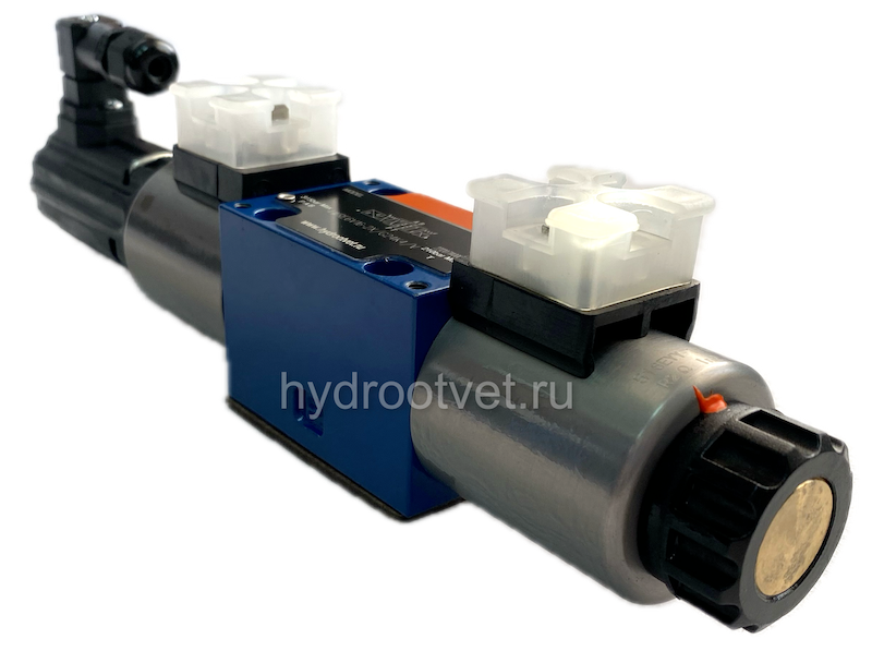 4WRE6E16-2X/G24K4/V - Пропорциональный распределитель с обратной связью по положению золотника без встроенной электроники Ду6, номинальный расход 16 л/мин, схема E