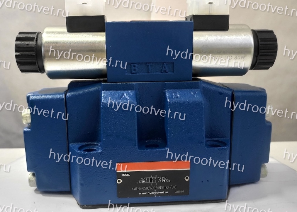 4WEH16G7X/6EG24N9ETK4/B10 - Гидрораспределитель с электроуправлением Ду16 схема G (64), напряжение G24, каналы управления ET - X и Y - внутренние