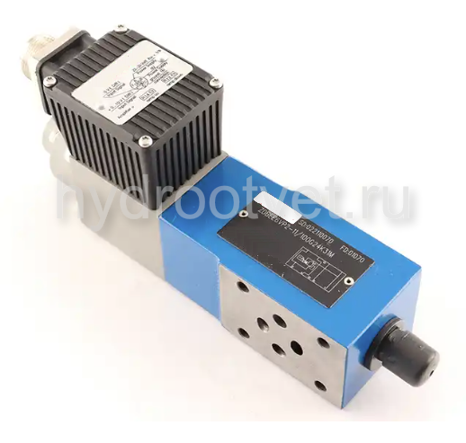 ZDBEE6VP2-1X/200G24K31M - Пропорциональный предохранительный клапан Ду6 (расход до 30 л/мин), давление регулировки до 200 бар, встроенные усилитель = есть, монтаж - модульный