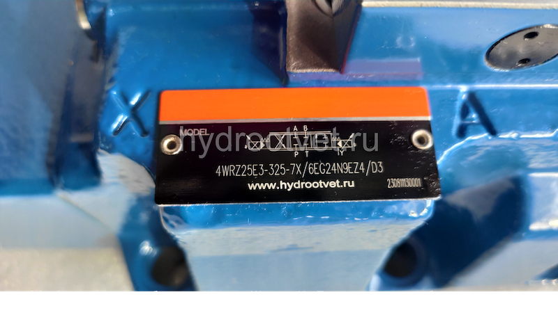 4WRZ25E325-7X/6EG24N9ETK4/D3V - Пропорциональный распределитель Ду25 без усилителя, номинальный расход 325 л/мин, схема E, каналы управления ET - X и Y - внутренние