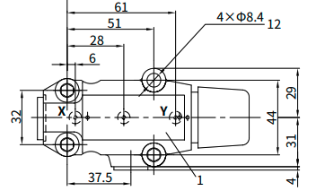 DBC30-2-5X/315 - Предохранительный клапан Ду32 с давлением настройки до 315 бар, управление - X и Y - внутренние