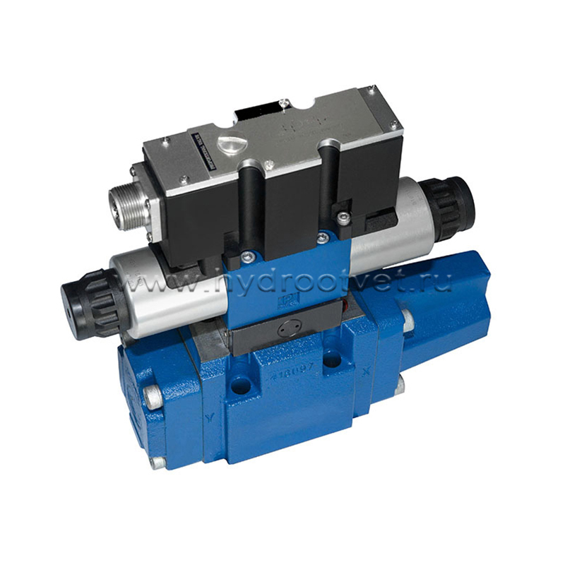 4WRZE10E50-7X/6EG24ETK31/A1D3M - Пропорциональный распределитель Ду10 со встроенным усилителем (OBE), номинальный расход 50 л/мин, схема E, каналы управления ET - X и Y - внутренние, сигнал управления ± 10 В