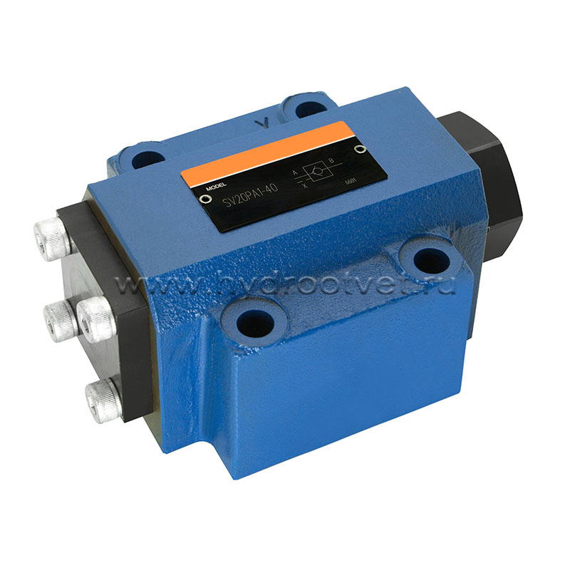 SV20PA1-40 - Гидрозамок для монтажа на плиту Ду20, дренаж - P = нет, А = с предварительным открытием (стандартный вариант), давление открытия 2,5 бар