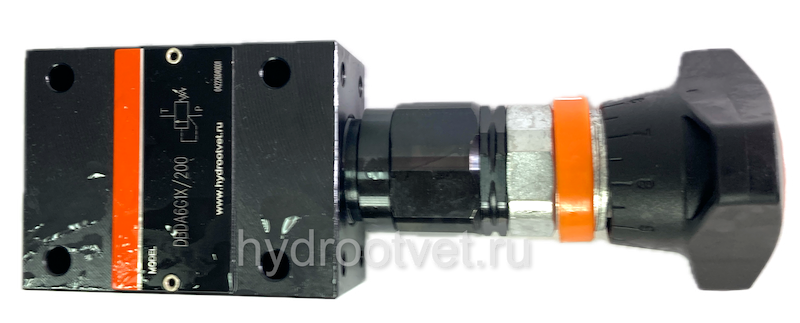 DBDA6G1X/200 - Предохранительный клапан прямого управления Ду6, давление регулировки до 200 бар, тип монтажа - резьбовой, элемент регулировки A = рукоятка с ключом