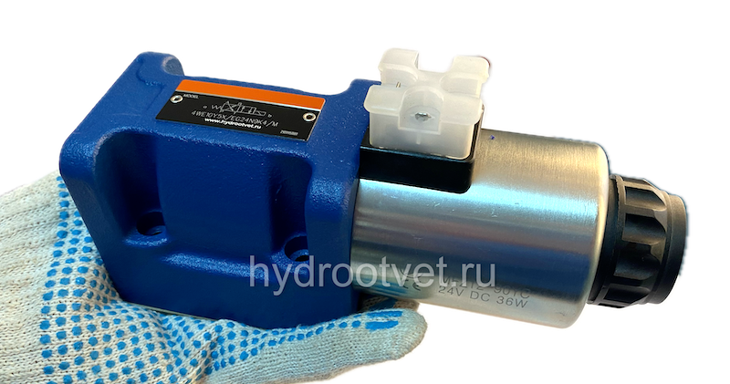 3WE10A5X/EG24N9K4/M - Гидрораспределитель золотниковый Ду 10 (серия 5X) с электроуправлением G24, схема A (573), возврат - пружинный
