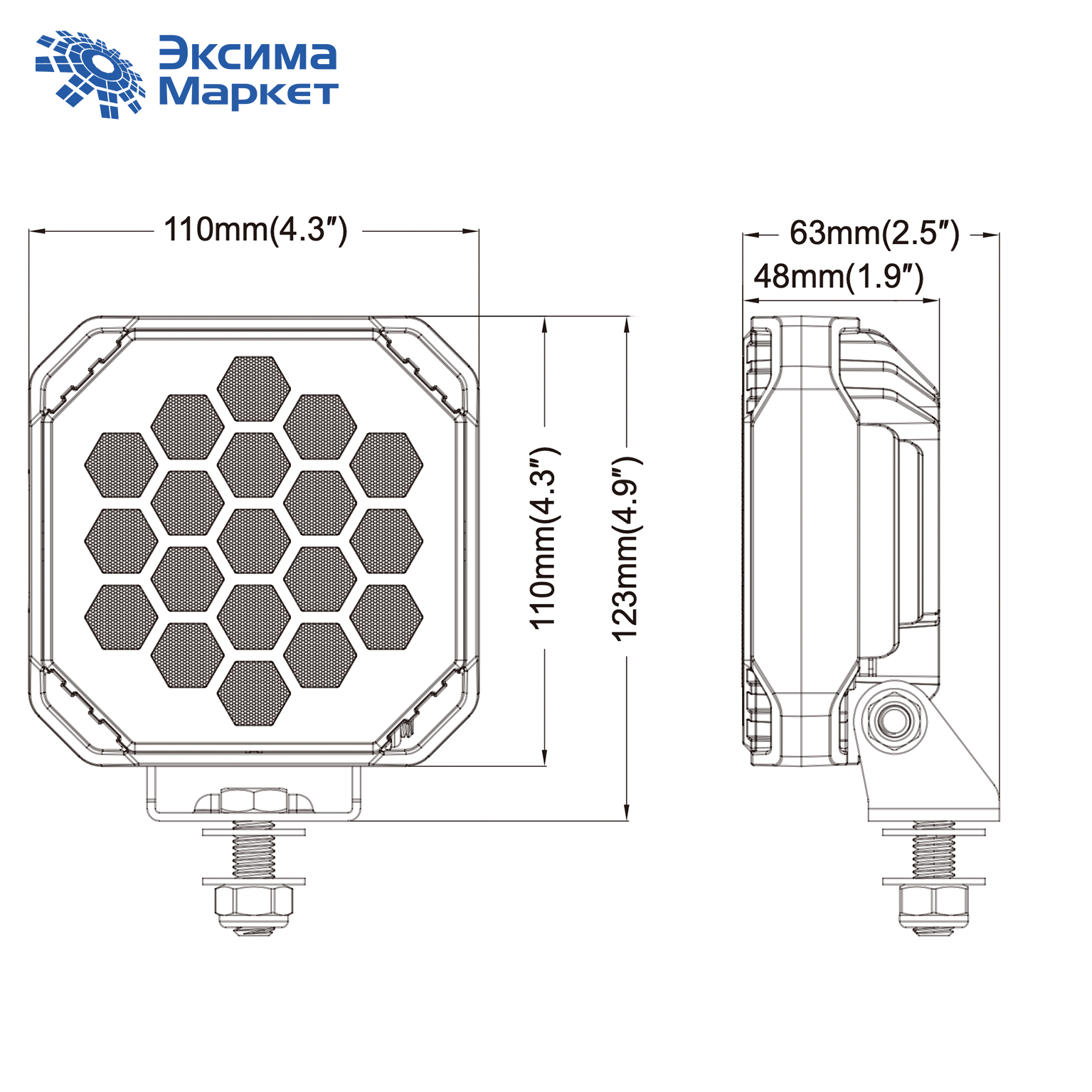 Светодиодная рабочая фара PRO-Lights EX-S5414 54W