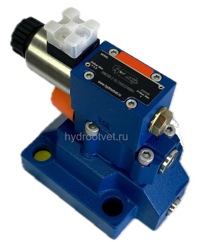 DBW30B2-5X/315CG24N9K4 - Предохранительный клапан Ду32 с давлением настройки до 315 бар, управление - X и Y - внутренние с разгрузкой B = открыт с электроуправлением G24