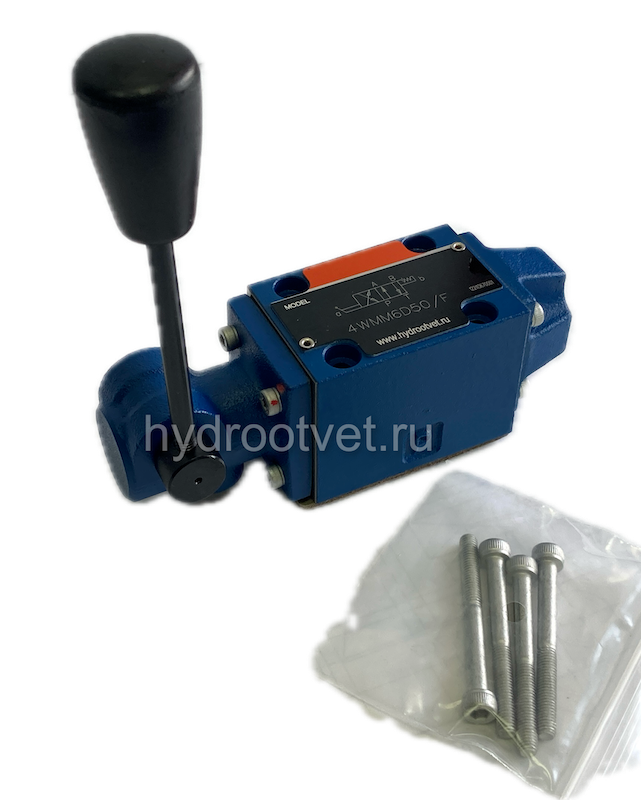 4WMM6C50/F - Гидрораспределитель Ду 6 с ручным управлением, схема C (574), возврат - F = фиксатор