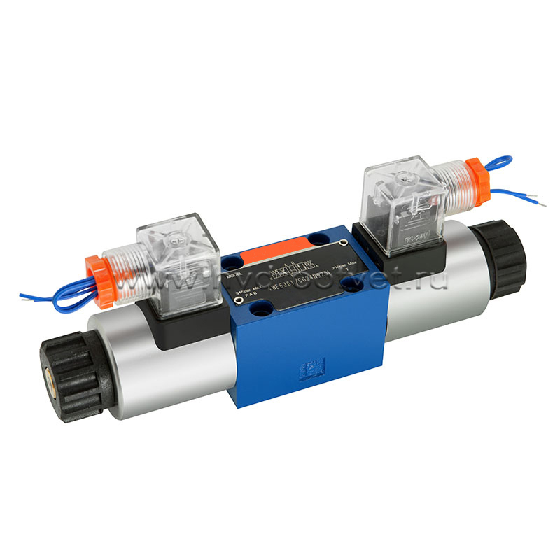 4WE6W61/CG24N9K4 - Гидрораспределитель золотниковый Ду 6 с электроуправлением, схема W (84А), электроуправление G24, возврат - пружинный