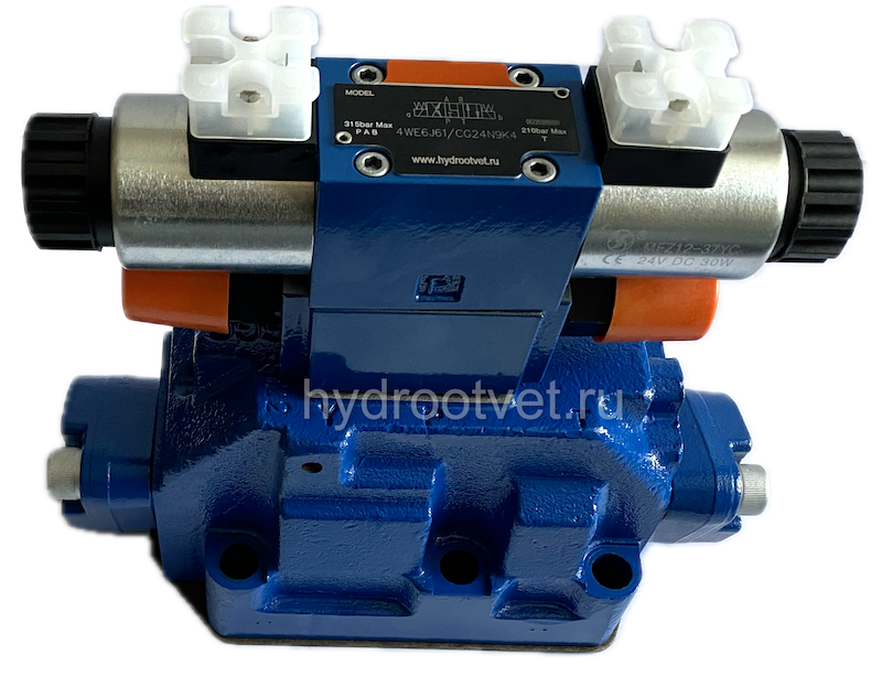 H-4WEH22G50/6EG24N9S2K4 - Гидрораспределитель с электроуправлением Ду25 схема G (64), напряжение G24, каналы управления X и Y - внешние