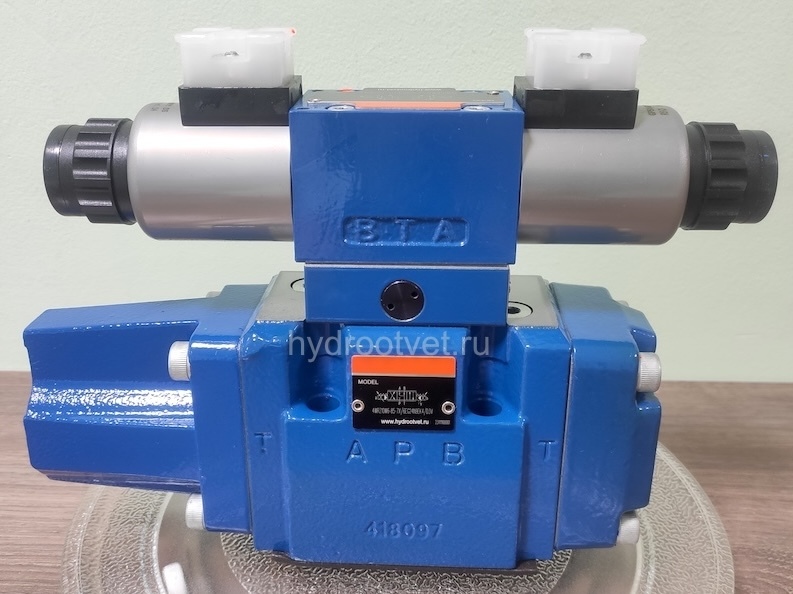 4WRZ10W8-85-7X/6EG24N9ETK4/D3V - Пропорциональный распределитель Ду10 без усилителя, номинальный расход 85 л/мин, схема W8, каналы управления ET - X и Y - внутренние