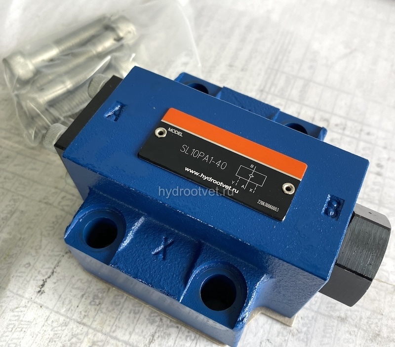 SL10PB1-40 - Гидрозамок для монтажа на плиту Ду10, дренаж - L = есть, В = без предварительного открытия, давление открытия 1,5 бар