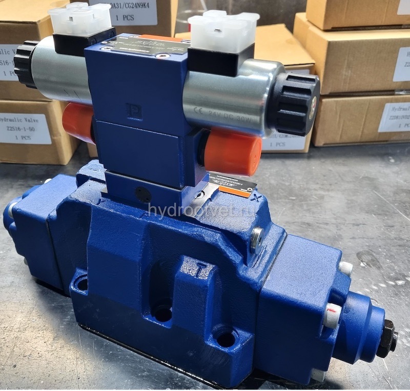 4WEH25J6X/6EG24N9ETS2K4/10D3 - Гидрораспределитель с электроуправлением Ду25 схема J (34), с регулировкой хода золотника