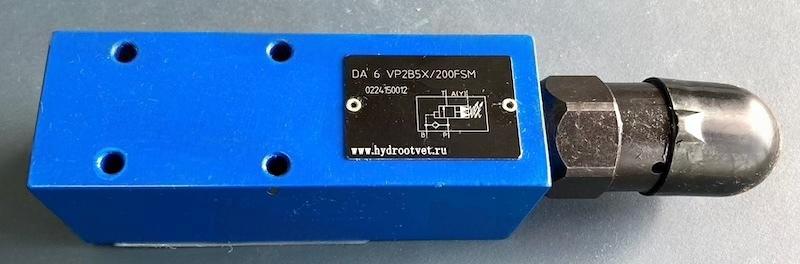 DA6VA2A5X/100FSM - Разгрузочный предохранительный клапан Ду6 с давлением настройки до 100 бар, подключение насоса в канал А