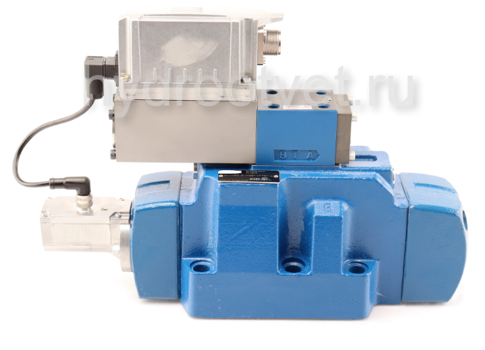 4WRLE25E1-400LJ-4X/MXY/24A1 - Пропорциональный сервораспределитель с обратной связью по положению золотника и со встроенным усилителем (OBE), Ду25, A1 = ±10 В, номинальный расход 400 л/мин, схема E1-, каналы управления XY = X и Y внешние