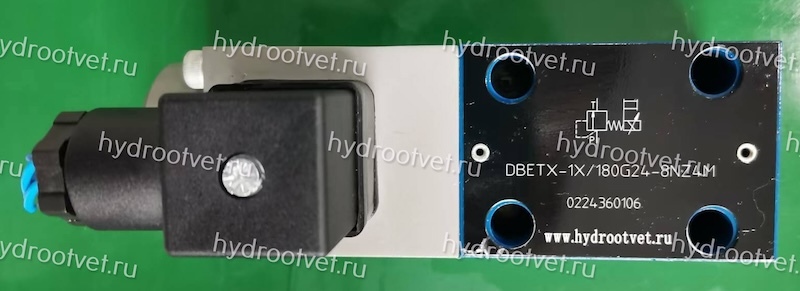 DBETX–1X/180G24–8NZ4M - Пропорциональный предохранительный клапан (расход до 1 л/мин), давление регулировки до 180 бар, сила тока на катушке 0.8 A max
