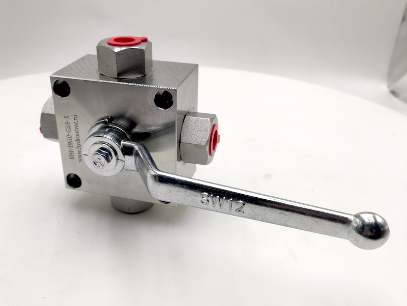 KHB-KH4-DN10-G3/8-X-1112 - Шаровой кран 4/3 на высокое давление, резьба G3/8", закрытые центры