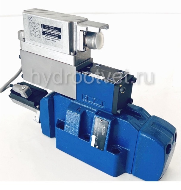 4WRLE16E1-250LJ-4X/MXY/24A1 - Пропорциональный сервораспределитель с обратной связью по положению золотника и со встроенным усилителем (OBE), Ду16, A1 = ±10 В, номинальный расход 250 л/мин, схема E1-, каналы управления XY = X и Y внешние