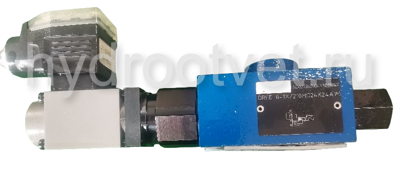 DREE6-1X/100MG24K24F1M - Пропорциональный редукционный клапан Ду6 со встроенным усилителем, сигнал F1 = 4…20мА, давление регулировки до 100 бар, монтаж - на плиту