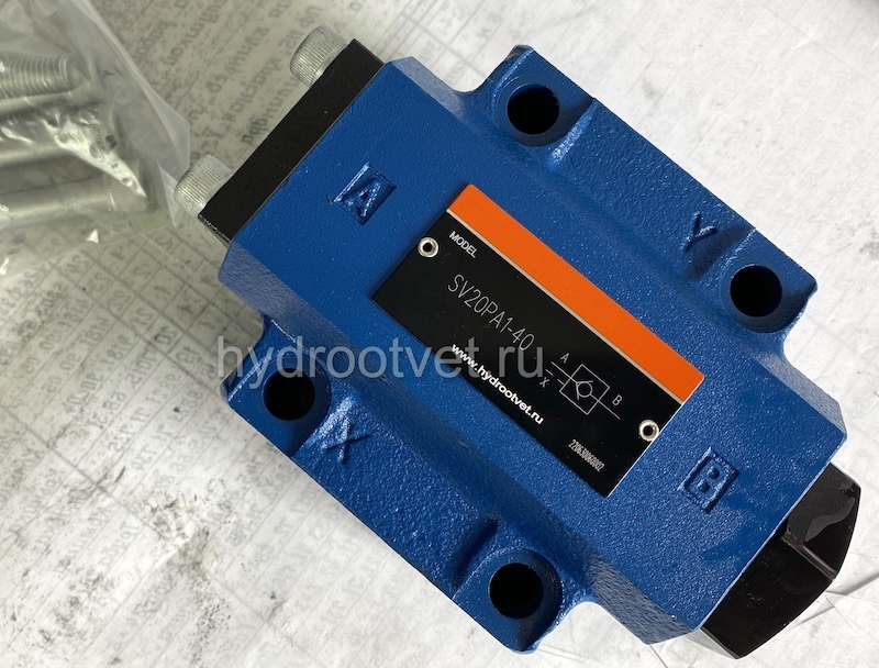 SV20PA1-40 - Гидрозамок для монтажа на плиту Ду20, дренаж - P = нет, А = с предварительным открытием (стандартный вариант), давление открытия 2,5 бар