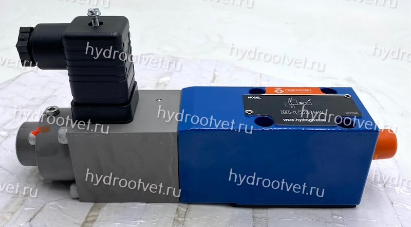 DBE6-1X/50G24K4M - Пропорциональный предохранительный клапан Ду6 (расход до 15 л/мин), давление регулировки до 50 бар, встроенные усилитель = нет, монтаж - на плиту