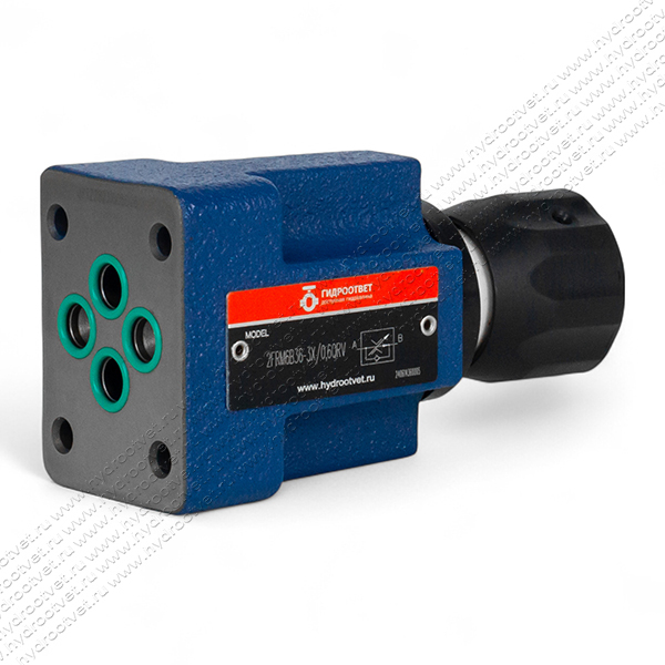 2FRM6B36-3X/0,6QRV - Регулятор расхода Ду 6 для монтажа на плиту, номинальный расход 0,6 л/мин, B = без доп. канала (стандарт), обратный клапан - есть