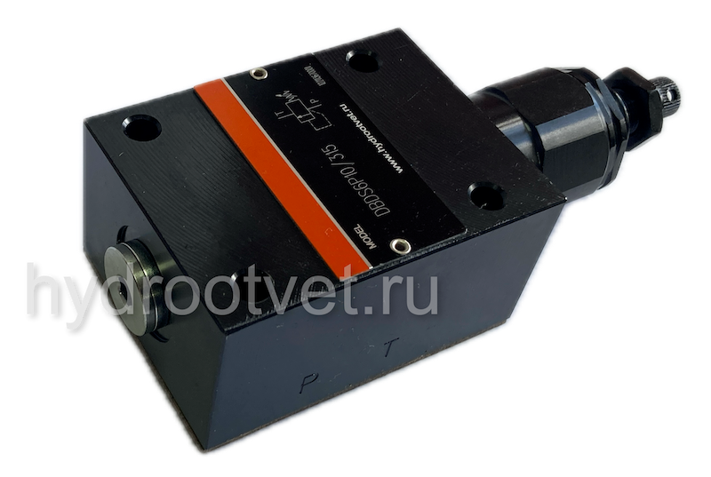 DBDH6P1X/200 - Предохранительный клапан прямого управления Ду6, давление регулировки до 200 бар, тип монтажа - на плиту, элемент регулировки H = рукоятка