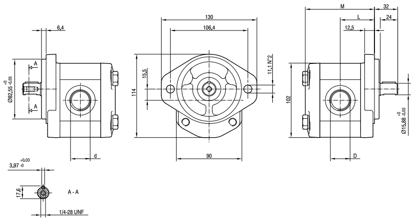 Гидравлические шестерёнчатые насосы серии GHP2-D-10
