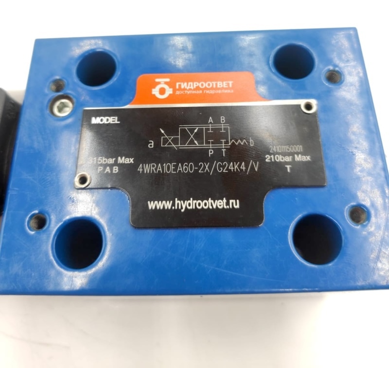 4WRA10EA60-2X/G24K4/V - Пропорциональный распределитель без встроенного электронного усилителя Ду10, номинальный расход 60 л/мин, схема EA