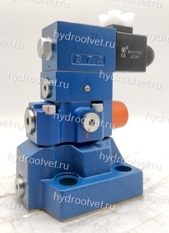 DBW20A2-5X/315YCW220-50N9K4 - Предохранительный клапан Ду25 с давлением настройки до 315 бар, управление - Y - внешний дренаж с разгрузкой A = закрыт с электроуправлением W220