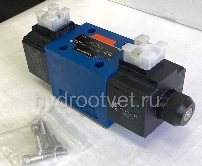 4WE10M31/CW220-50N9K4 - Гидрораспределитель золотниковый Ду 10 с электроуправлением W230, схема M (24), возврат - пружинный