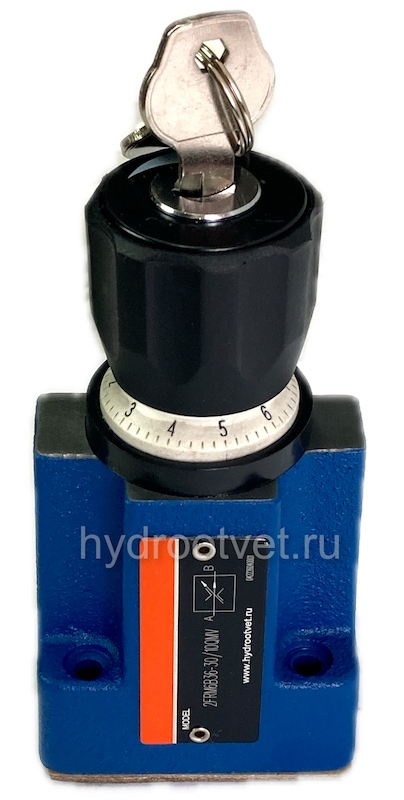 2FRM6B36-3X/10QMV - Регулятор расхода Ду 6 для монтажа на плиту, номинальный расход 10 л/мин, B = без доп. канала (стандарт), обратный клапан - M = нет