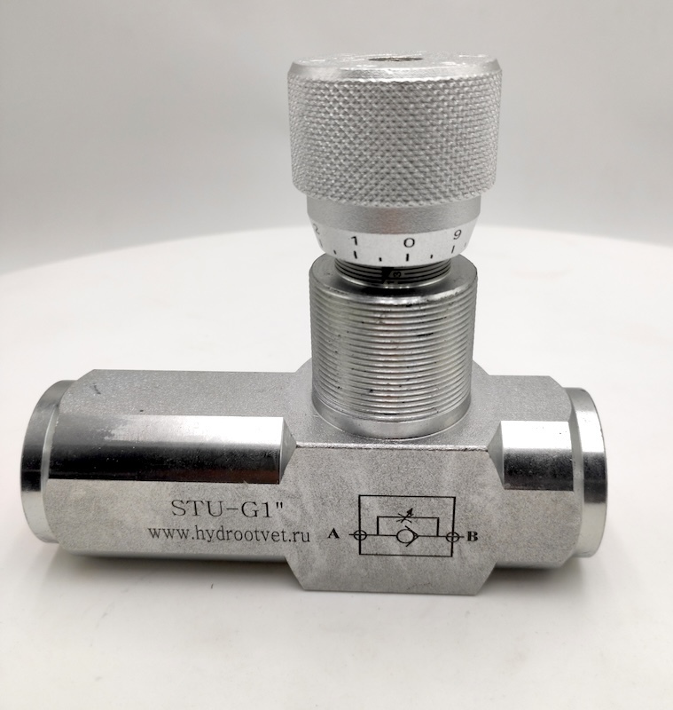 STU-G1-1111-1 - Дроссель трубного монтажа c рукояткой, G1", с обратным клапаном