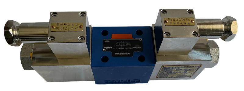 G2-GD-4WE10E31/CG24N9 - Гидрораспределитель во взрывобезопасном исполнении золотниковый Ду 10 с электроуправлением G24, схема E (44), возврат - пружинный