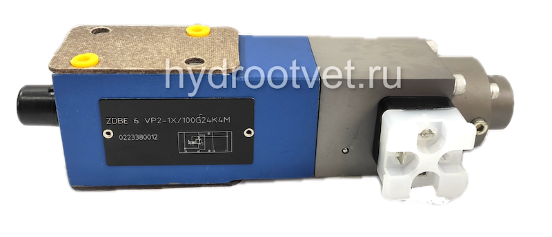 ZDBE6VP2-1X/200G24K4M - Пропорциональный предохранительный клапан Ду6 (расход до 15 л/мин), давление регулировки до 200 бар, встроенные усилитель = нет, монтаж - модульный